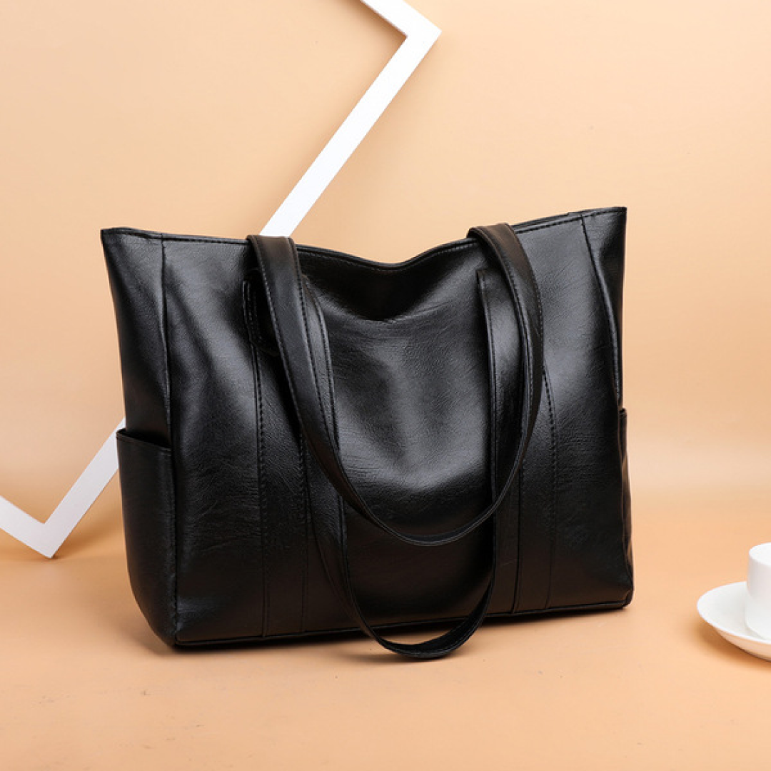 Large black tote bag for women front view