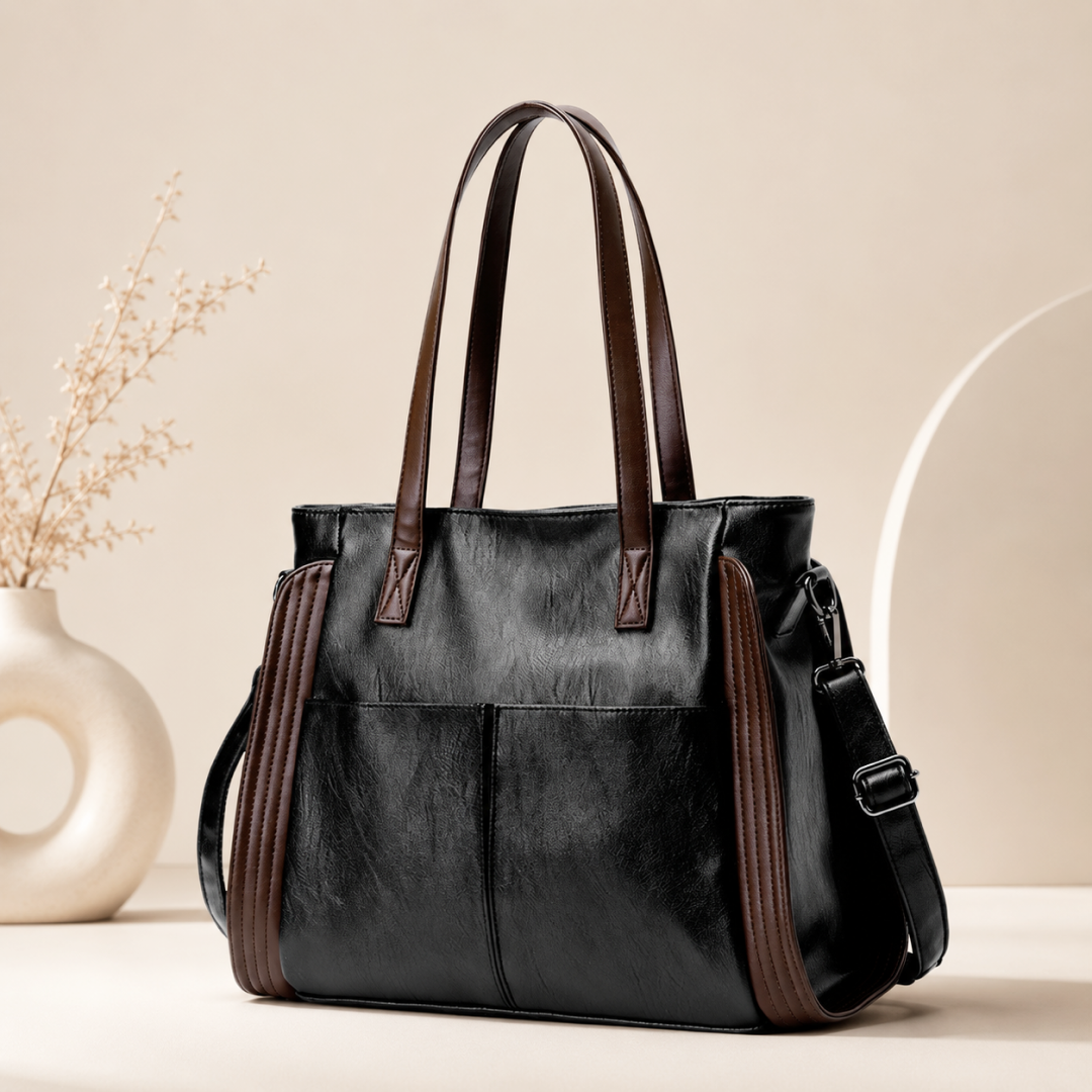 Dual-Tone Premium Multi-Chamber Spacious Shoulder Tote Bag for Women