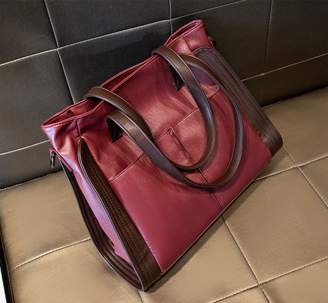 Dual-Tone Premium Multi-Chamber Spacious Shoulder Tote Bag for Women