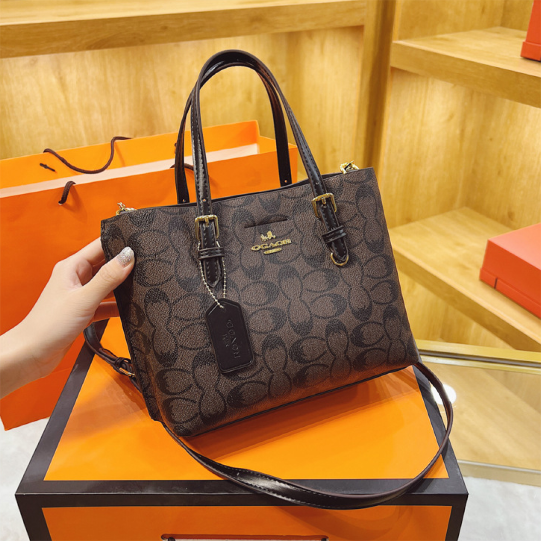 Signature Pattern Tote Bag for Women – Compact Shoulder Handbag with Long Strap