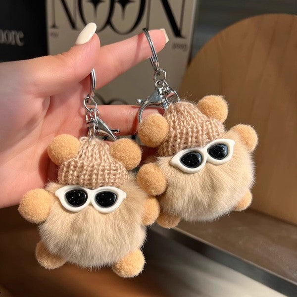 Fluffy Bag Charm Keychain – Cute Pom Pom Handbag Accessory