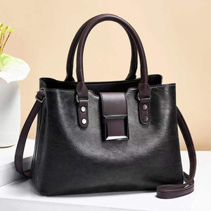 Vintage buckle tote bag for women in black