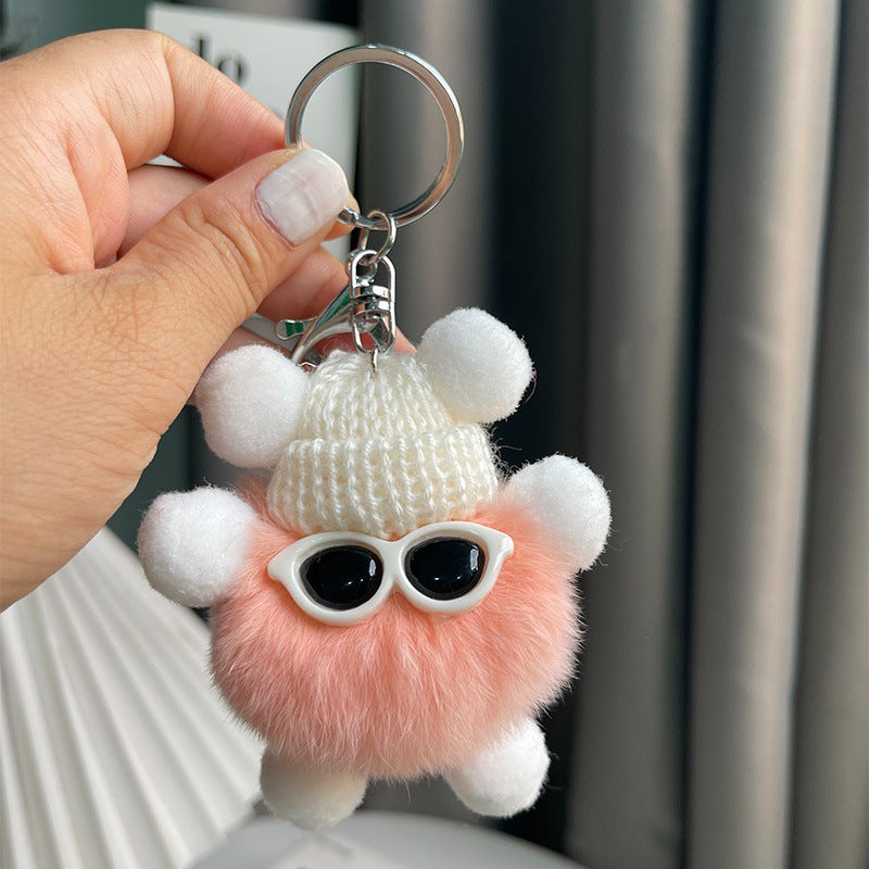 Fluffy Bag Charm Keychain – Cute Pom Pom Handbag Accessory