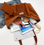 Trendy Large-Capacity Corduroy Carry Tote Bag