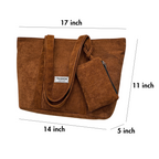 Trendy Large-Capacity Corduroy Carry Tote Bag