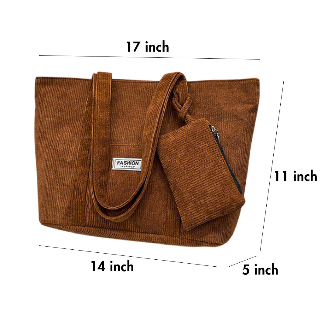 Trendy Large-Capacity Corduroy Carry Tote Bag