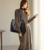 Dual-Tone Large Capacity Soft PU Leather Casual Portable Shoulder Bag - Red and Black