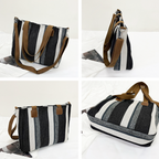 Large Capacity Striped Shoulder Tote Bag