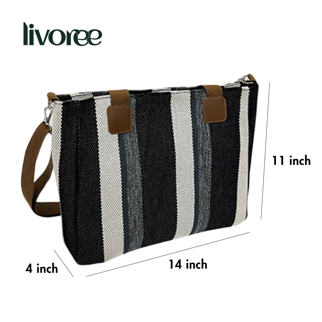 Large Capacity Striped Shoulder Tote Bag