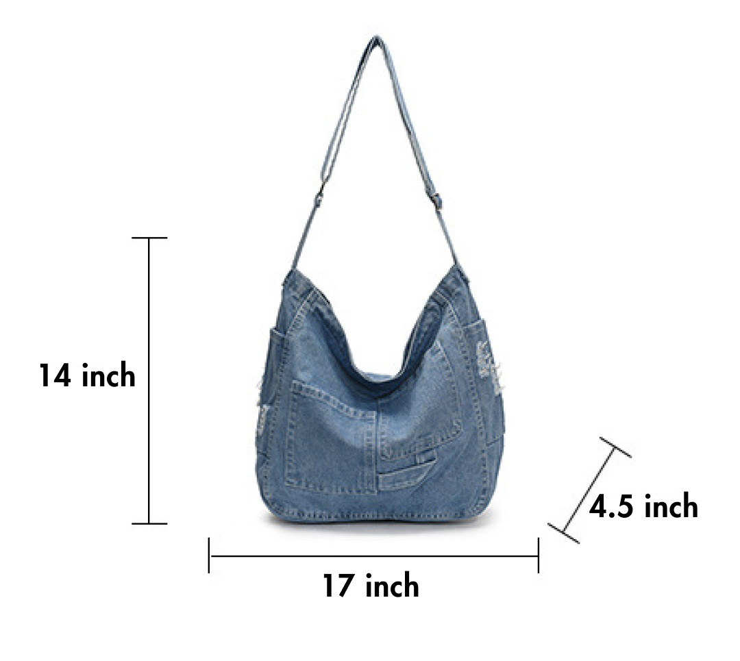 Washed Denim Ease Large Capacity Shoulder Tote Bag