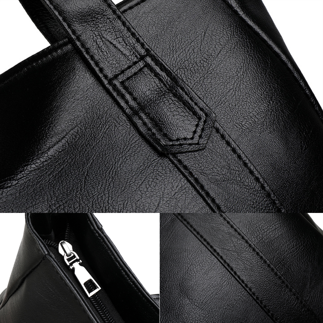 Everyday black tote bag made of PU leather