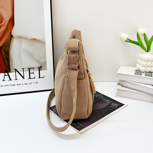 Beige corduroy bag with wide depth