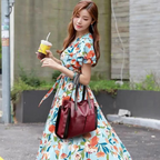 Dual-Tone Large Capacity Soft PU Leather Casual Portable Shoulder Bag - Red and Black