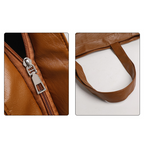 Large Capacity Everyday Comfort PU Leather Shoulder Tote Bag - Brown and Red