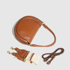 Half Moon Leather Shoulder Bag – Convertible Crossbody with Extra Straps