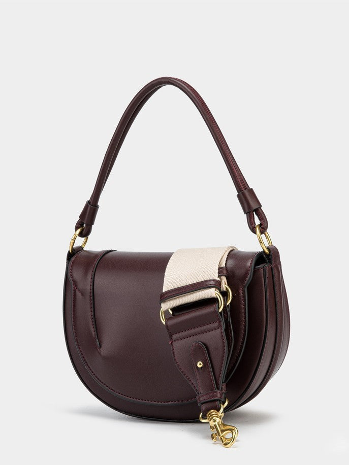 Half Moon Leather Shoulder Bag – Convertible Crossbody with Extra Straps