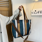 Large Capacity Striped Shoulder Tote Bag