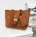 Trendy Large-Capacity Corduroy Carry Tote Bag
