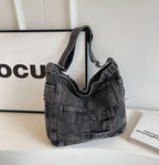Washed Denim Ease Large Capacity Shoulder Tote Bag