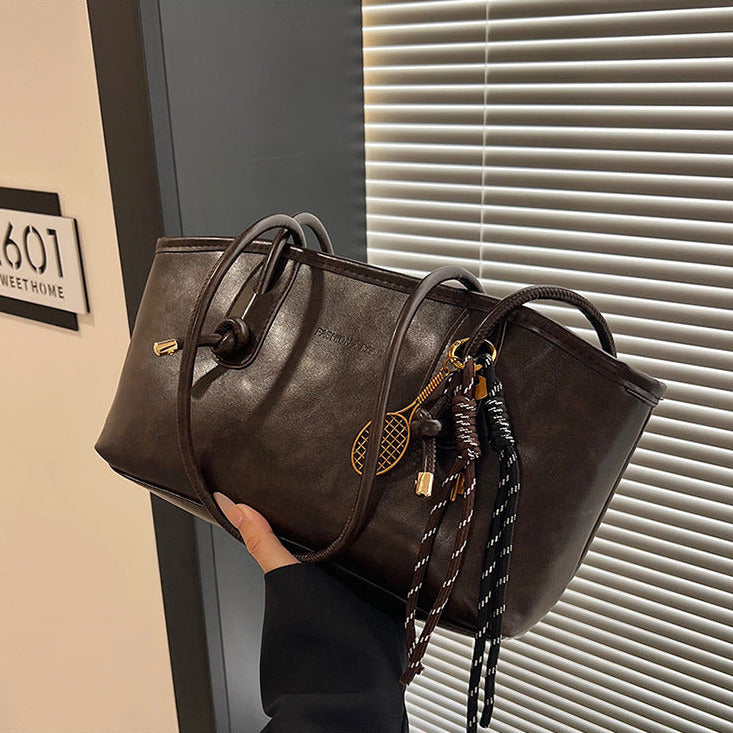 livoree Vintage Quilted Structured Shoulder Tote (Zipper Closure)