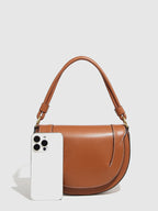 Half Moon Leather Shoulder Bag – Convertible Crossbody with Extra Straps
