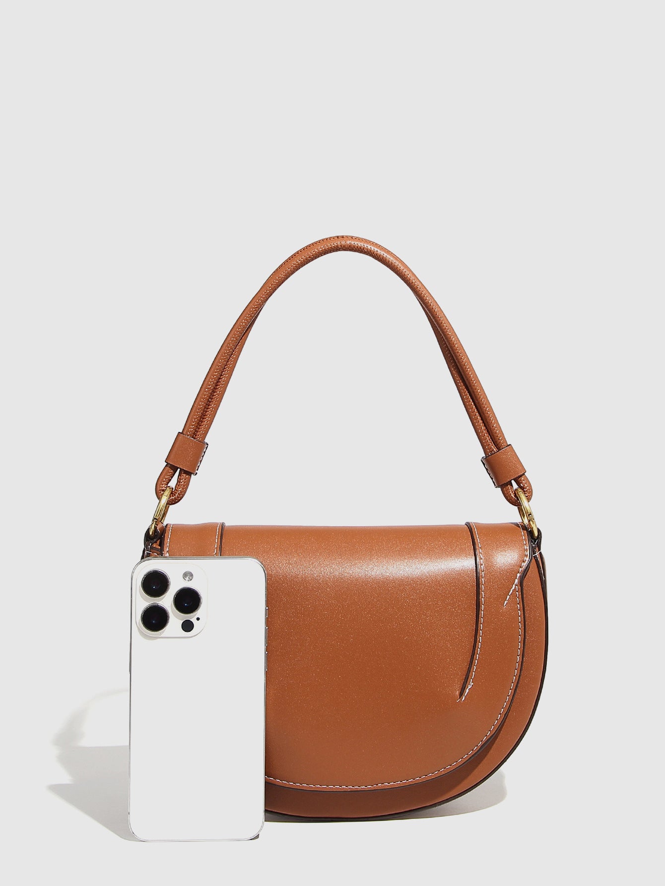 Half Moon Leather Shoulder Bag – Convertible Crossbody with Extra Straps