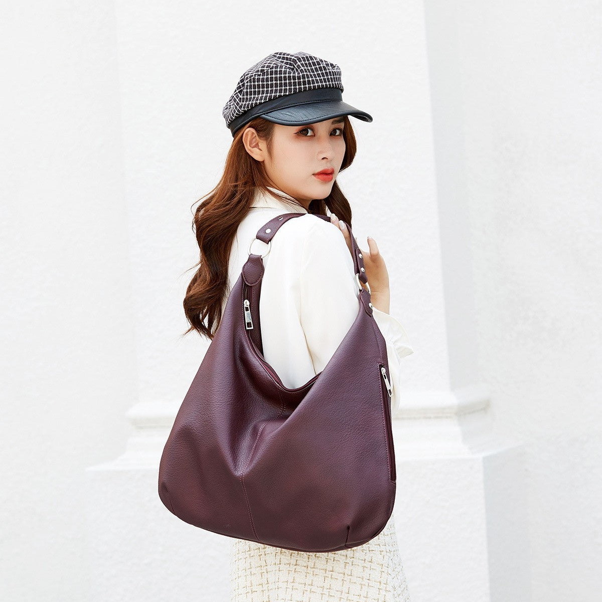 Soft Slouch Hobo Tote – Spacious, Everyday Comfort - Burgundy and Brown