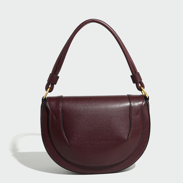 Half Moon Leather Shoulder Bag – Convertible Crossbody with Extra Straps