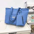 Trendy Large-Capacity Corduroy Carry Tote Bag