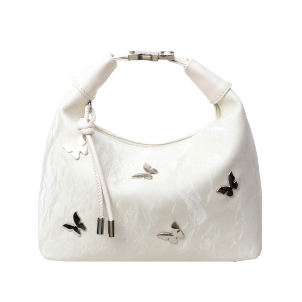 Butterfly Charm Shoulder Bag – Elegant PU Finish with Metallic Accents