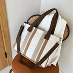Large Capacity Striped Shoulder Tote Bag