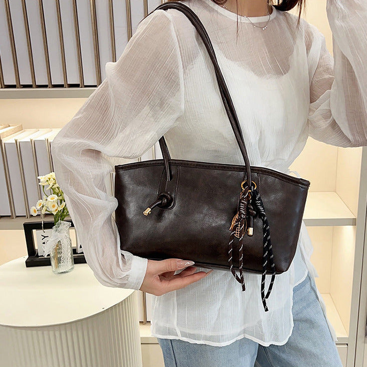 livoree Vintage Quilted Structured Shoulder Tote (Zipper Closure)