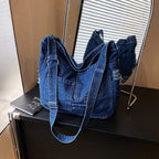 Washed Denim Ease Large Capacity Shoulder Tote Bag