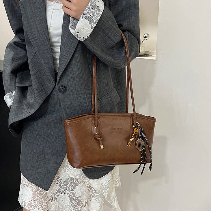 livoree Vintage Quilted Structured Shoulder Tote (Zipper Closure)