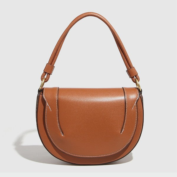 Half Moon Leather Shoulder Bag – Convertible Crossbody with Extra Straps
