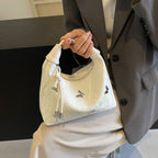Butterfly Charm Shoulder Bag – Elegant PU Finish with Metallic Accents