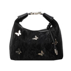 Butterfly Charm Shoulder Bag – Elegant PU Finish with Metallic Accents
