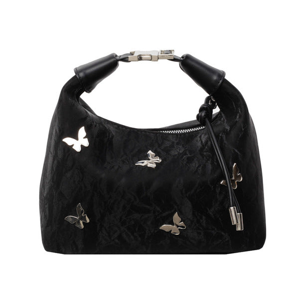 Butterfly Charm Shoulder Bag – Elegant PU Finish with Metallic Accents