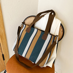 Large Capacity Striped Shoulder Tote Bag